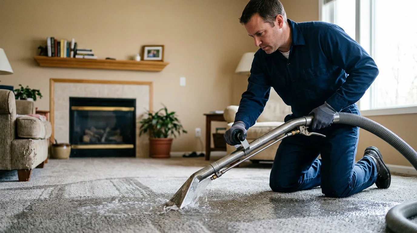 Water damage restoration technician working near Iberia, MO